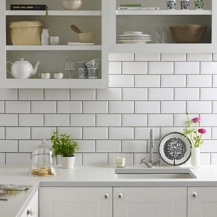Metro white kitchen tiles