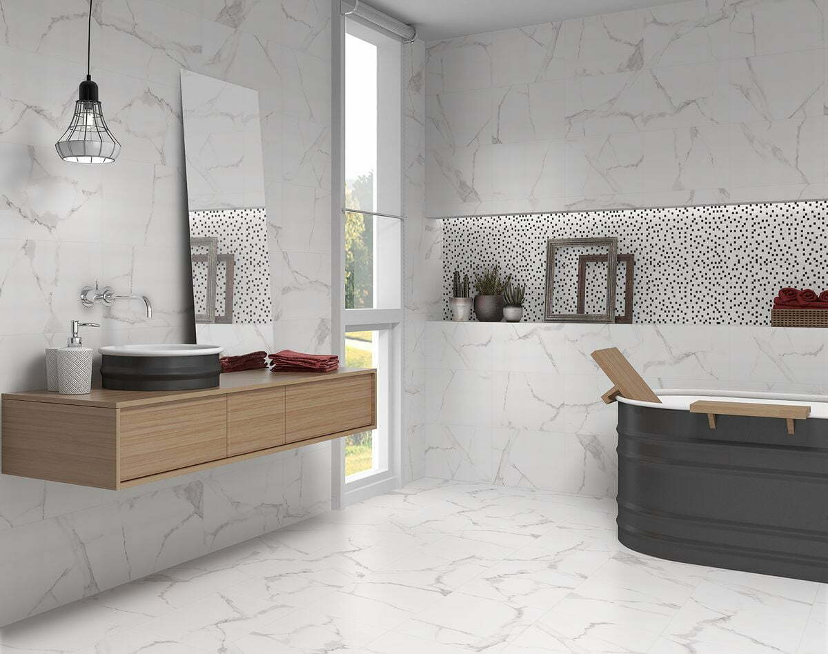 Polished Carrara Marble Effect Wall Tiles 30x60 ...