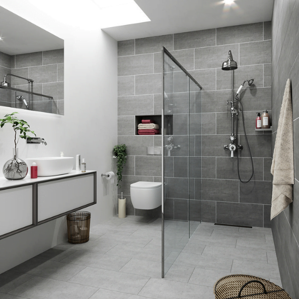 Grey Slate Effect Riven Tiles Genoa, Slate Grey Bathroom Wall Tiles