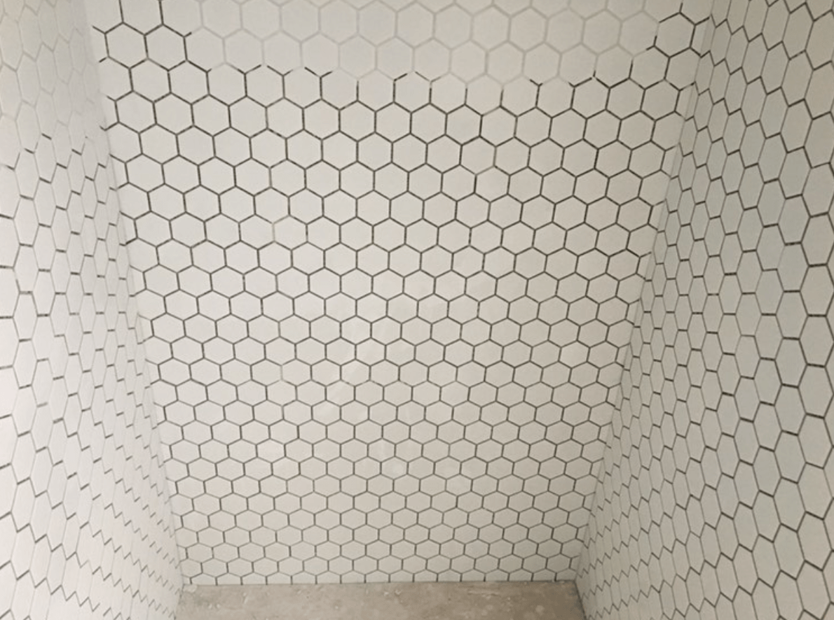 Hexagonal tiles in the loft ensuite