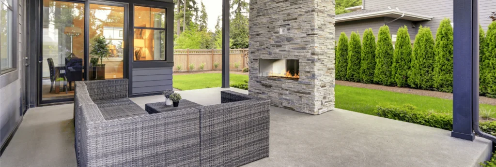 Outdoor tiles to create intimate seating area